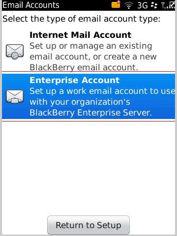 how to setup blackberry enterprise activation